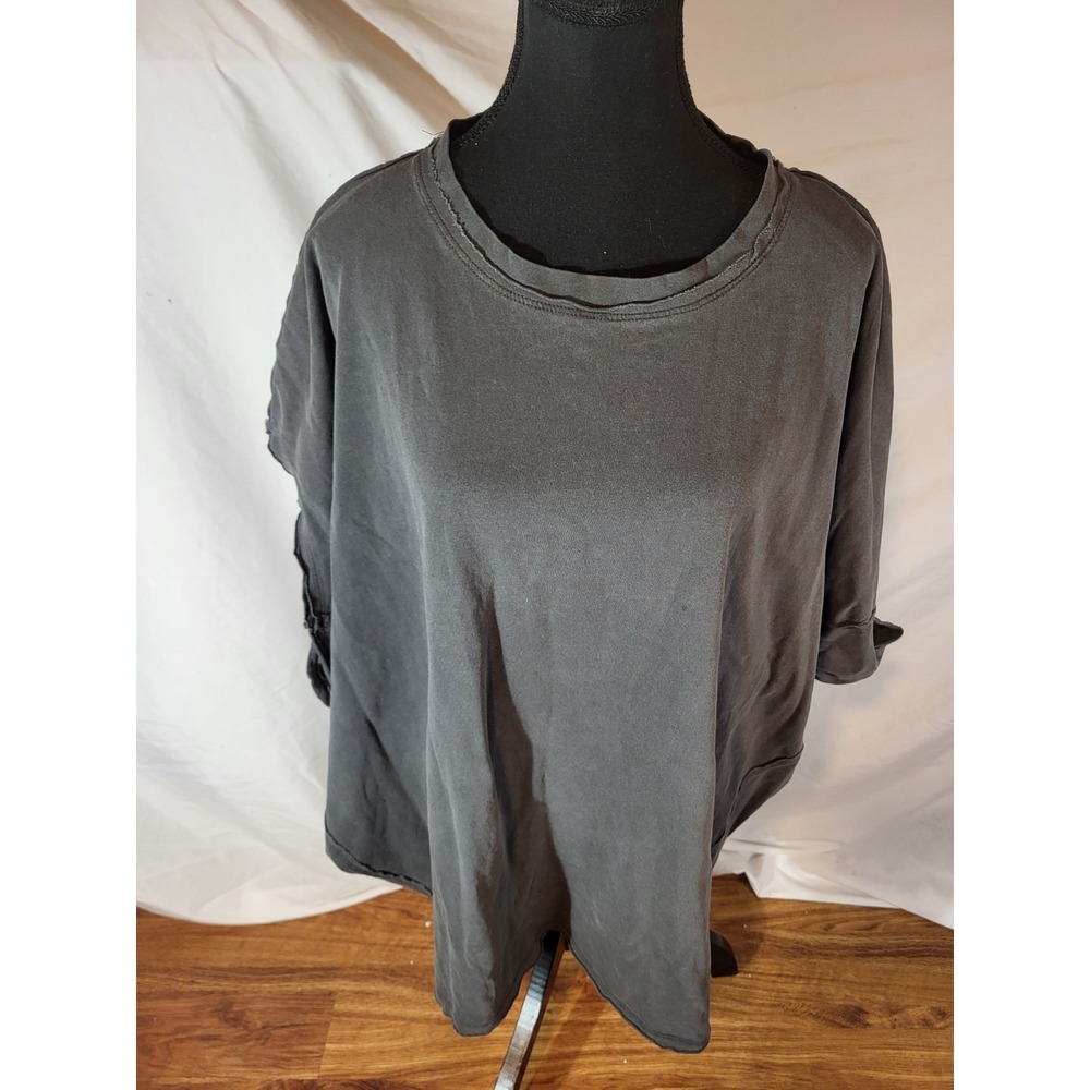 We The Free Free People Shirt Womens Medium Dark Gray Oversized Dolman Top Boho